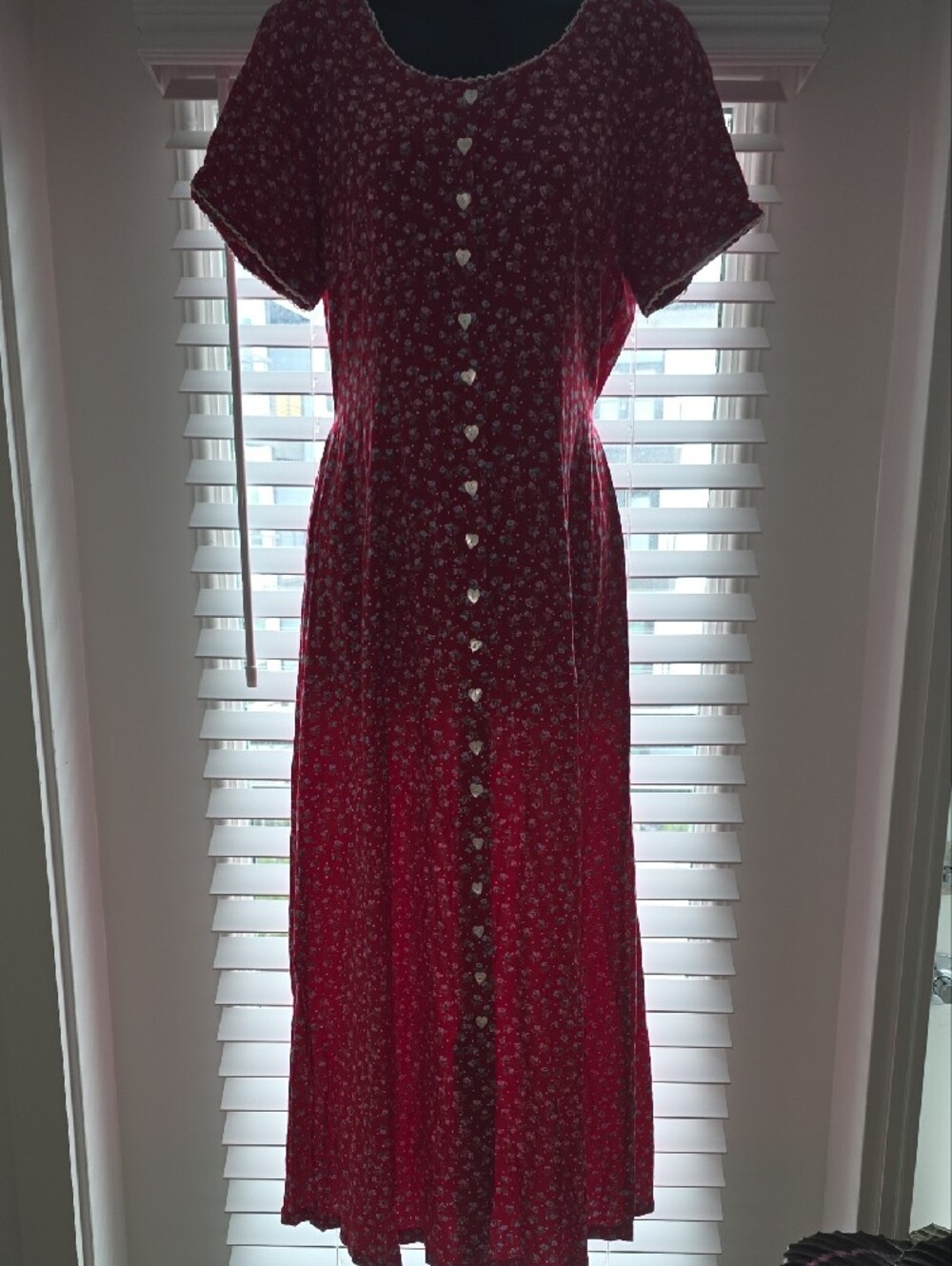 Vintage 90s Sarah Elizabeth Red Ditsy Floral Cottagecore Maxi Dress